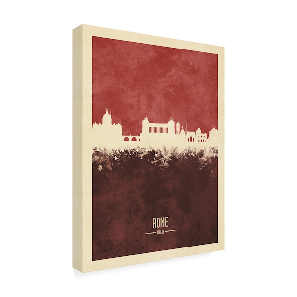 Michael Tompsett 'Rome Italy Skyline Red II' Canvas Art,14x19